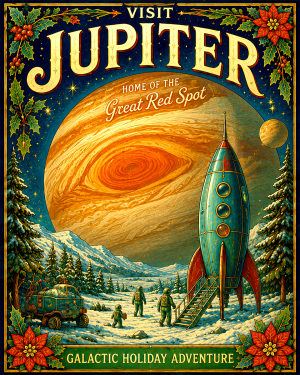 X Mas on Jupiter - Christmas Art Print