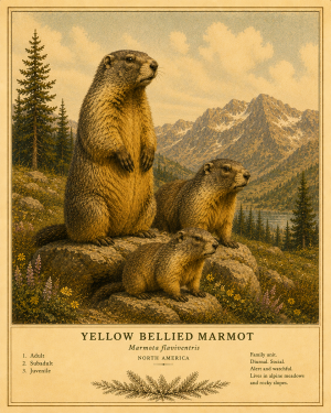 Yellow Bellied Marmot - Vintage Wildlife Art - Antique Nature Illustration