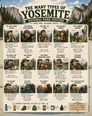 Yosemite - Types of National Park Visitors Souvenir Art Print
