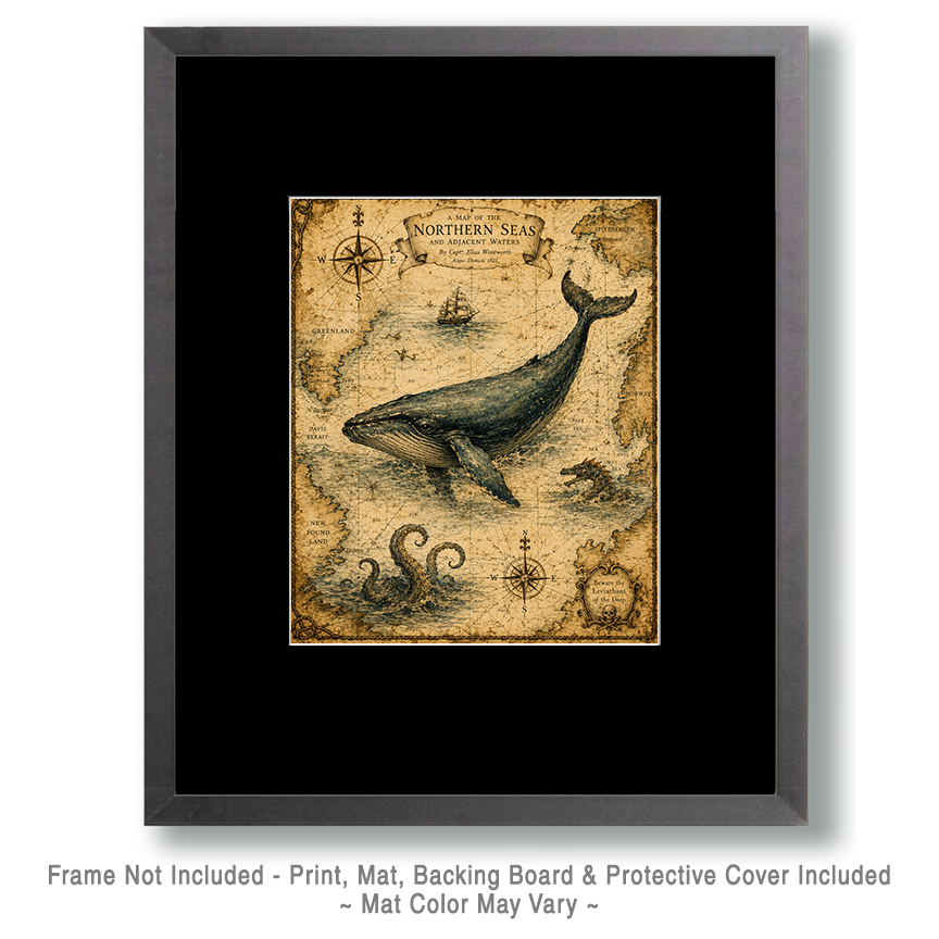 Ancient Ocean Map - Coastal Whale Wall Art - Image 2