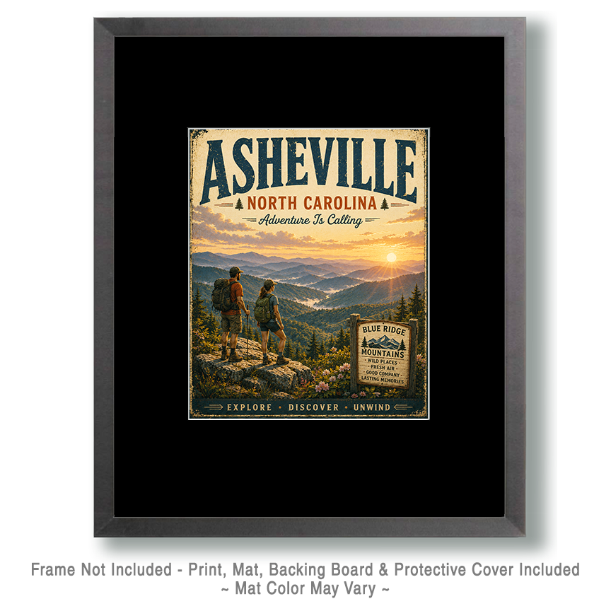Asheville North Carolina - Adventure Is Calling Art Print - Vintage Travel Poster Mountain Town Wilderness Wall Decor - Image 2