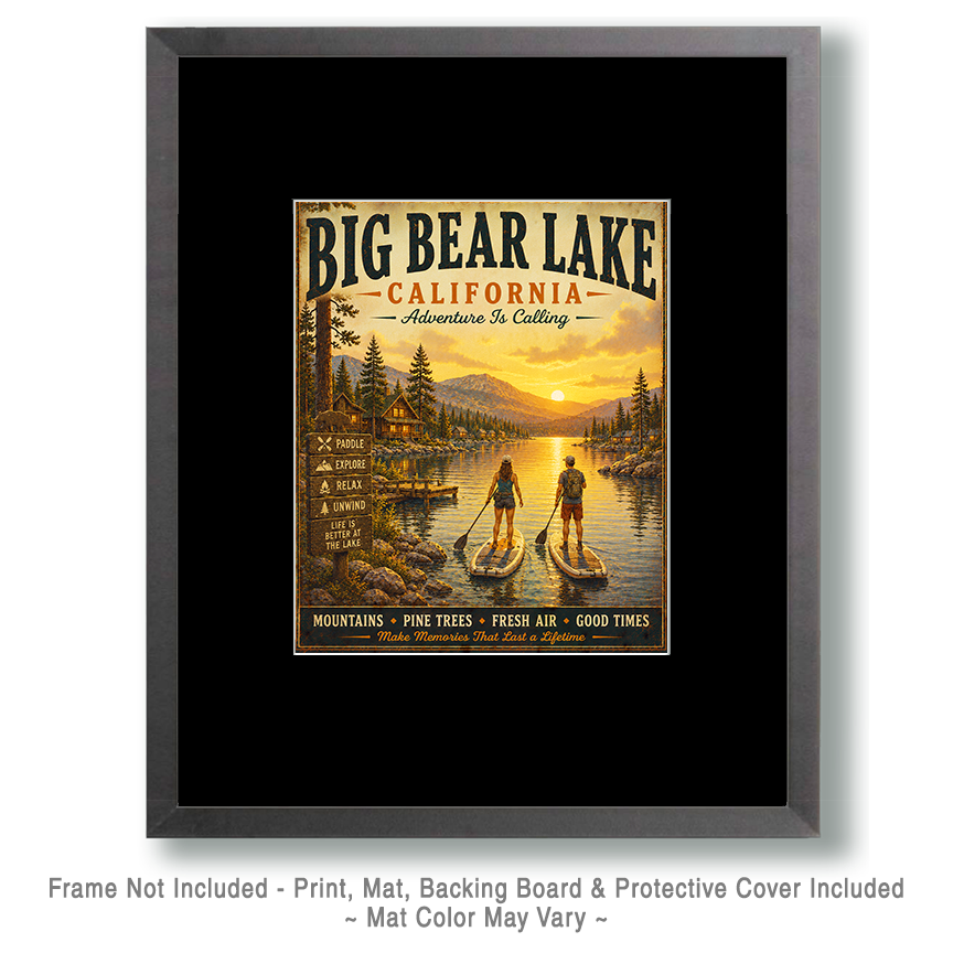 Big Bear Lake California - Adventure Is Calling Art Print - Vintage Travel Poster Mountain Town Wilderness Wall Decor - Image 2