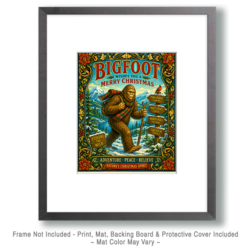 Bigfoot X Mas Poster - Christmas Art Print - Image 2