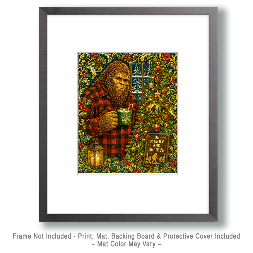 Bigfoot X Mas - Cup of Cocoa - Christmas Art Print - Image 2