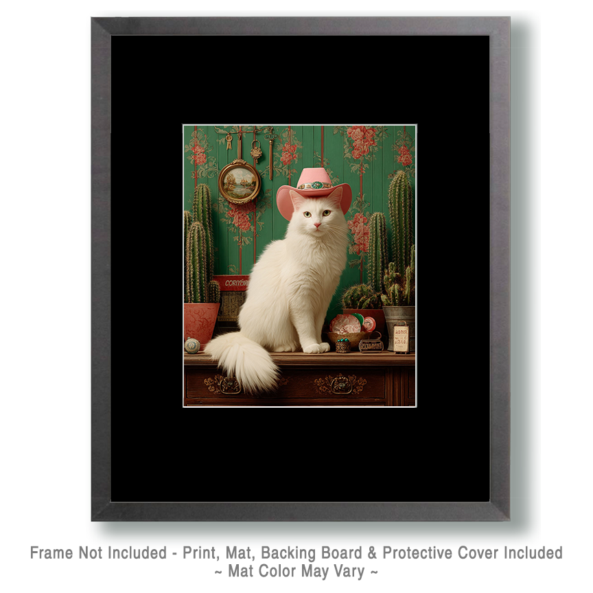 Blanca in a Southwest Still Life - Cats in Hats Art Print - Image 2