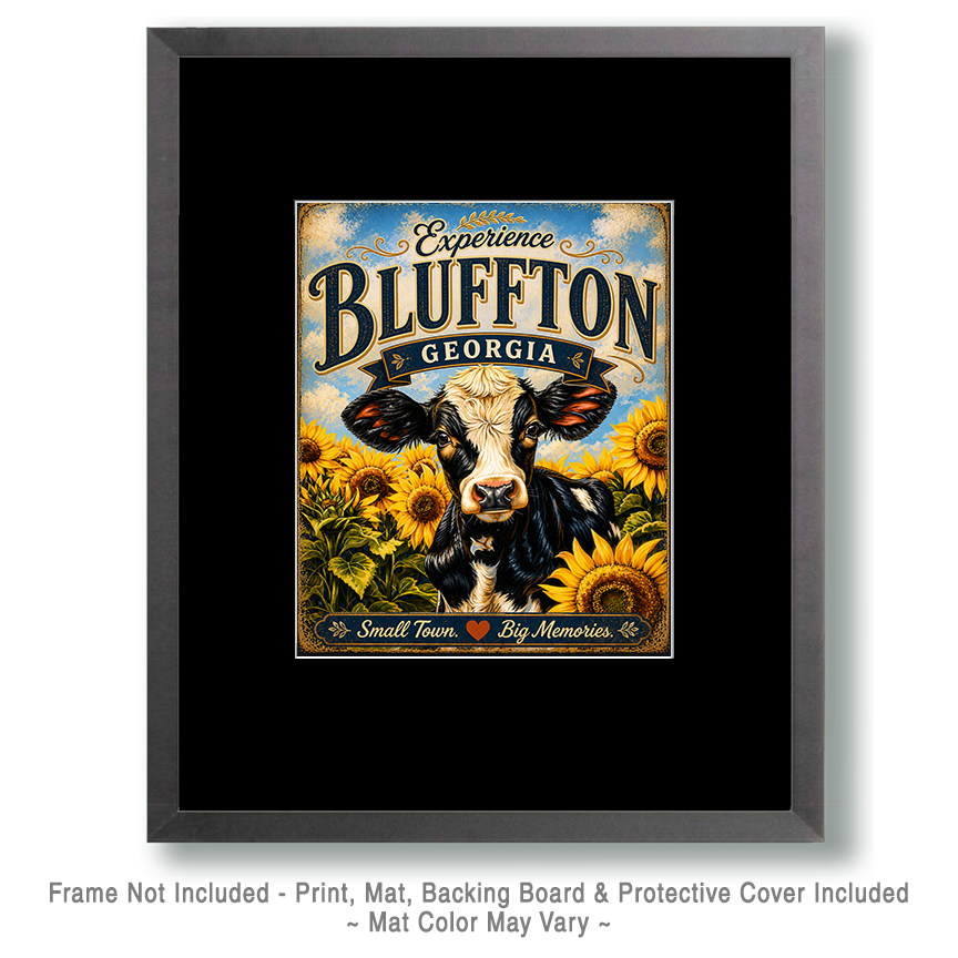 Bluffton Georgia - Sunflowers Cow Agri-Tourism Art Print - Image 2