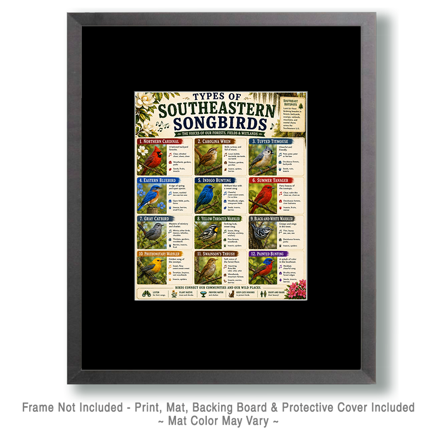 Chart - Types of Southeastern Songbirds - Gift Shop Artwork - Image 2