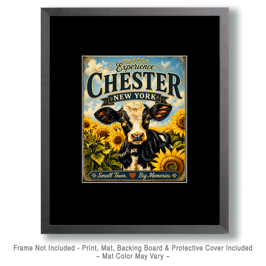 Chester New York - Sunflowers Cow Agri-Tourism Art Print - Image 2