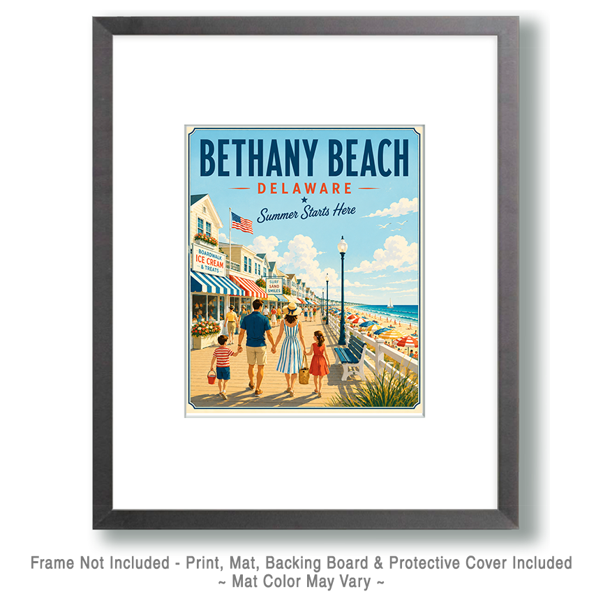 Coastal Artwork - Bethany Beach Boardwalk - North Carolina - Vintage Coastal Travel Poster - Image 2