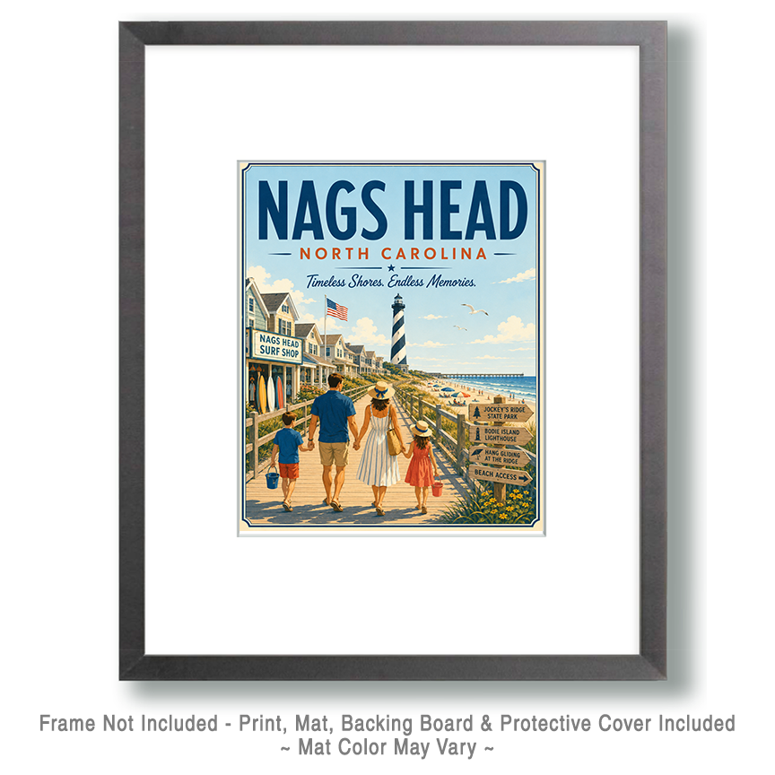 Coastal Artwork - Nags Head Harbor Walk - North Carolina - Vintage Coastal Travel Poster - Image 2