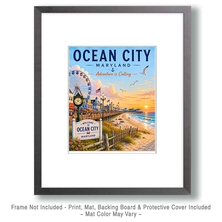 Coastal Artwork - Ocean City Beach - Maryland - Vintage Coastal Travel Poster - Image 2