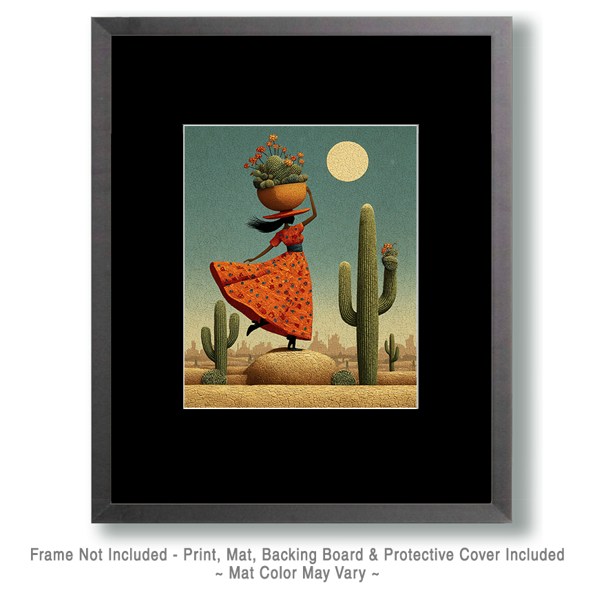 Collectible Arizona Style Cowgirl Sierra Art Print - Wholesale Matted Retail Ready Western Art.png - Image 2
