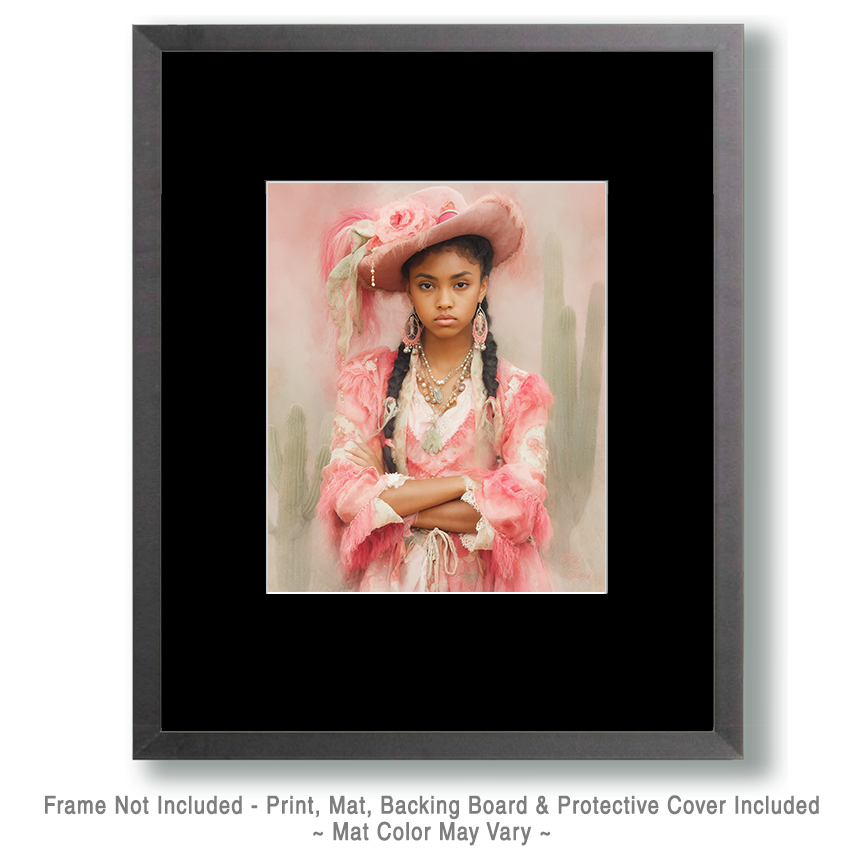 Cowgirl Pink Piper Art Print Wholesale - Retail Ready Matted Western Wall Art for Retailers.png - Image 2