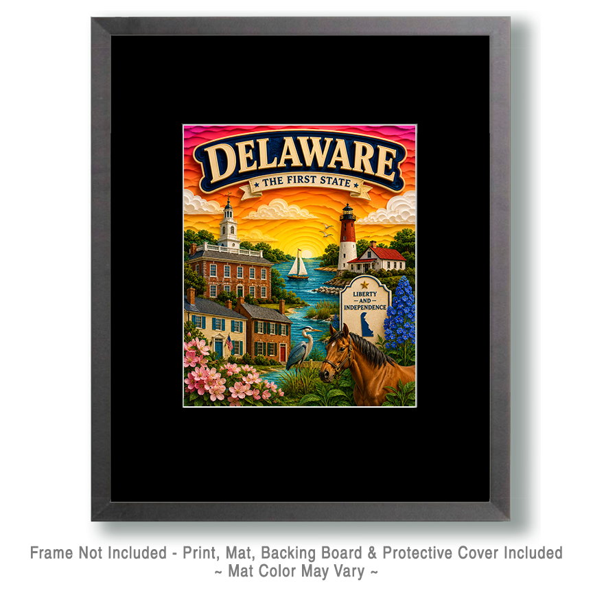 Delaware Souvenir Art Print - Name Drop Destination Poster - Image 2