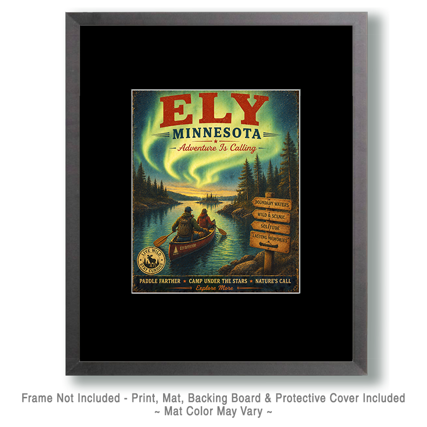 Ely Minnesota - Adventure Is Calling Art Print - Vintage Travel Poster Mountain Town Wilderness Wall Decor - Image 2
