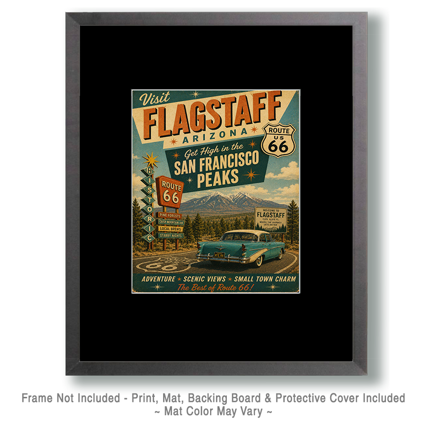 Flagstaff Arizona - Get High in the San Francisco Peaks - Route 66 Parody Poster - Image 2