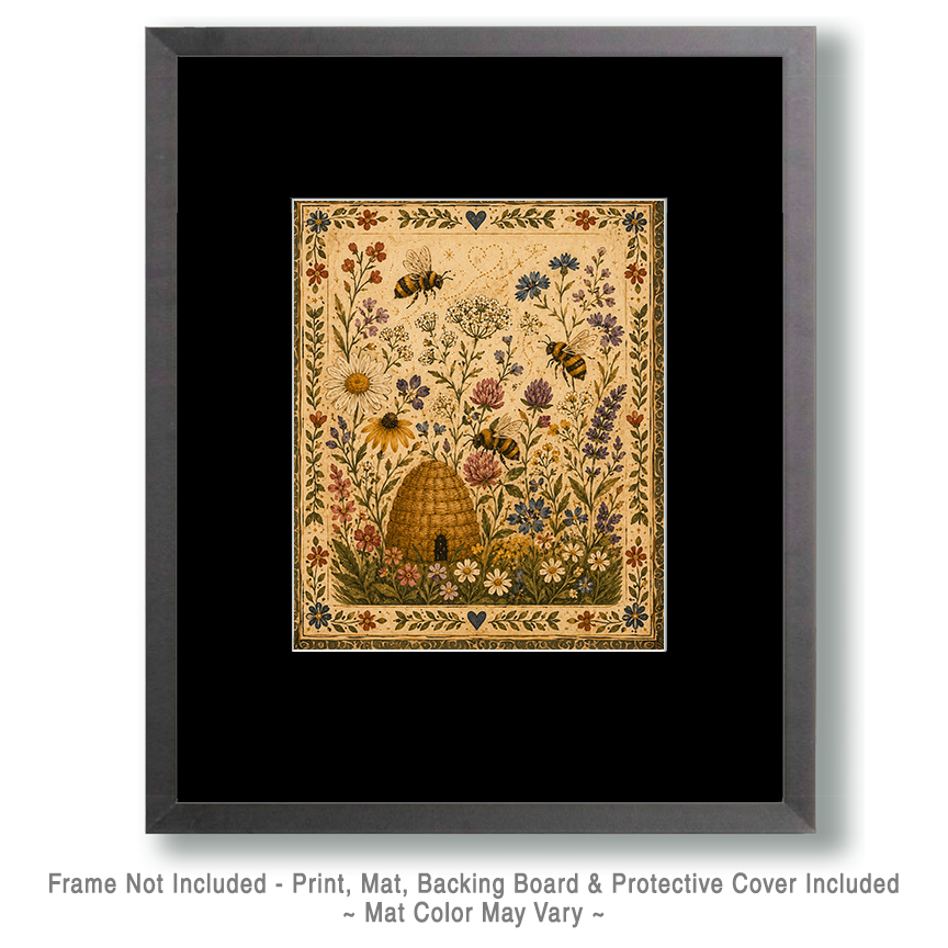 Folk Art Bee Hive - Cottagecore Home Decor - Image 2