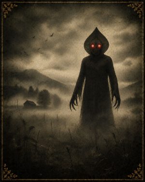 he Flatwoods Monster in a MistyField - Folk Horror - Appalachian Gothic Art Print