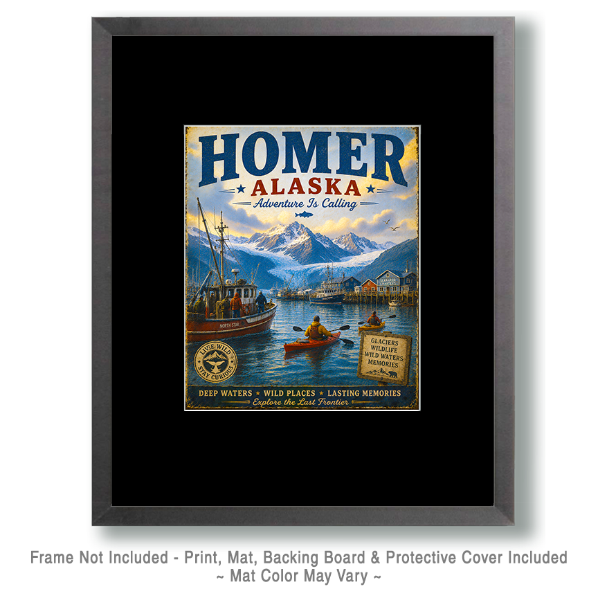 Homer Alaska - Adventure Is Calling Art Print - Vintage Travel Poster Mountain Town Wilderness Wall Decor - Image 2