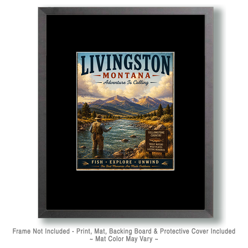 Livingston Montana - Adventure Is Calling Art Print - Vintage Travel Poster Mountain Town Wilderness Wall Decor - Image 2