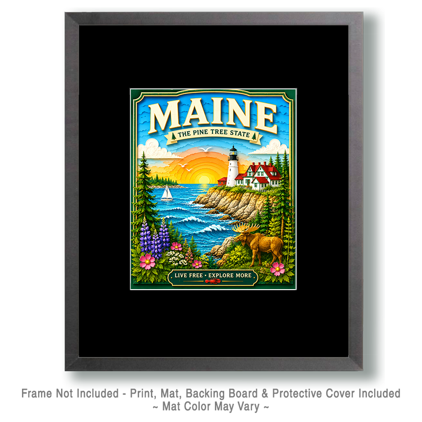 Maine Souvenir Art Print - Name Drop Destination Poster - Image 2