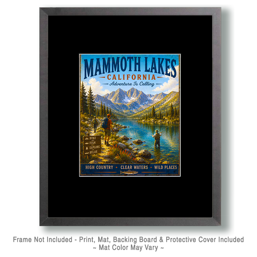 Mammoth Lakes California - Adventure Is Calling Art Print - Vintage Travel Poster Mountain Town Wilderness Wall Decor - Image 2