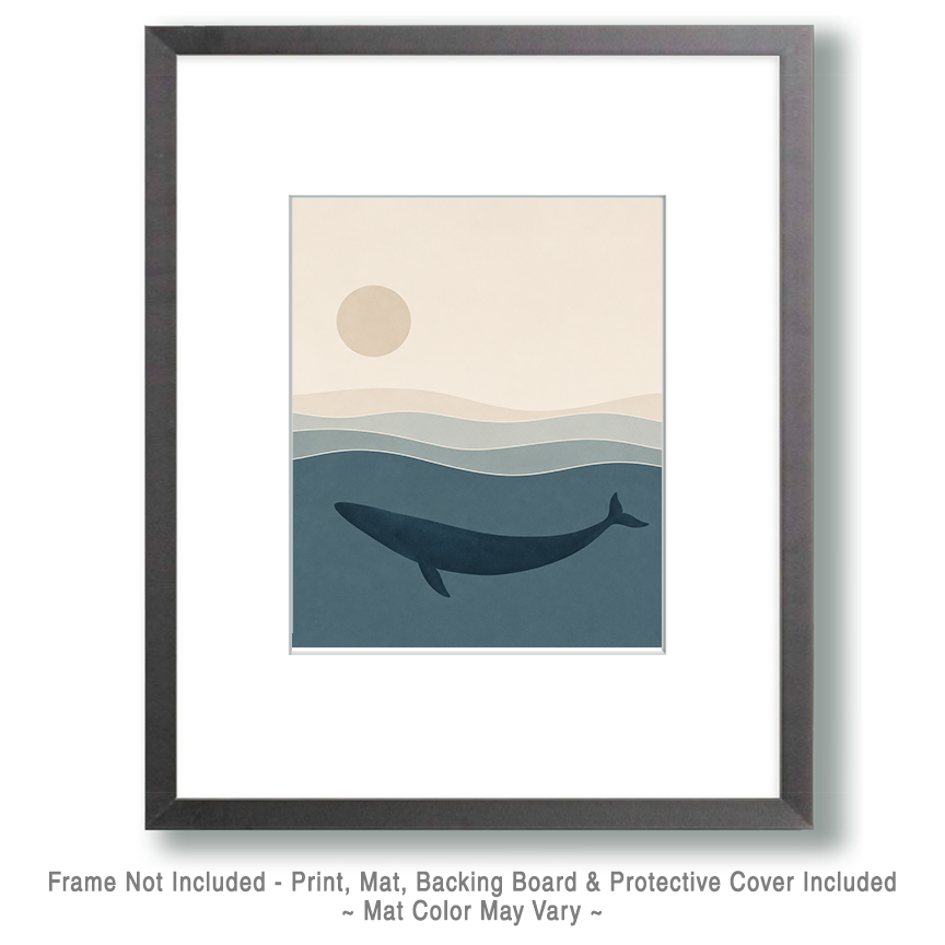 Minimalist Underwater Whale - Coastal Wall Art - Image 2