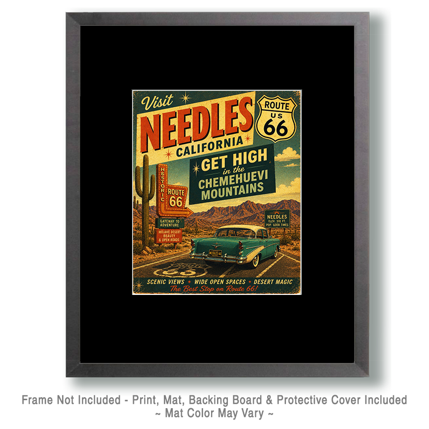 Needles California - Get High in the Chemehuevi Mountains - Route 66 Parody Poster - Image 2