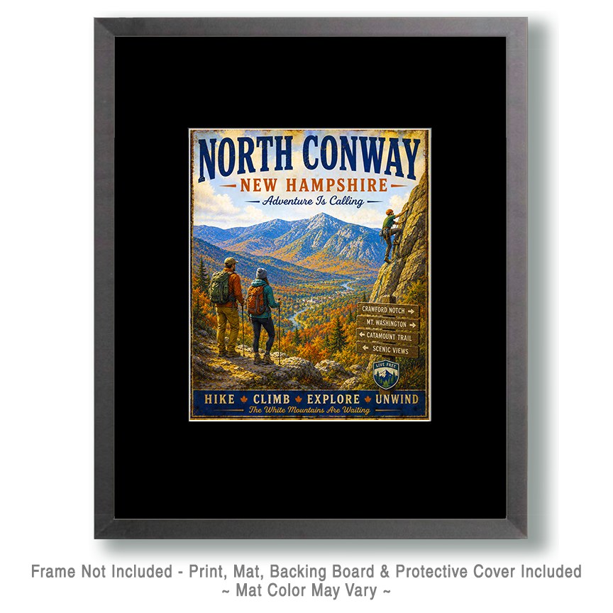 North Conway - Adventure Is Calling Art Print - Vintage Travel Poster Mountain Town Wilderness Wall Decor - Image 2