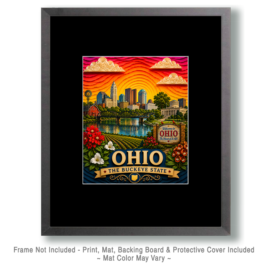 Ohio Souvenir Art Print - Name Drop Destination Travel Poster - Image 2
