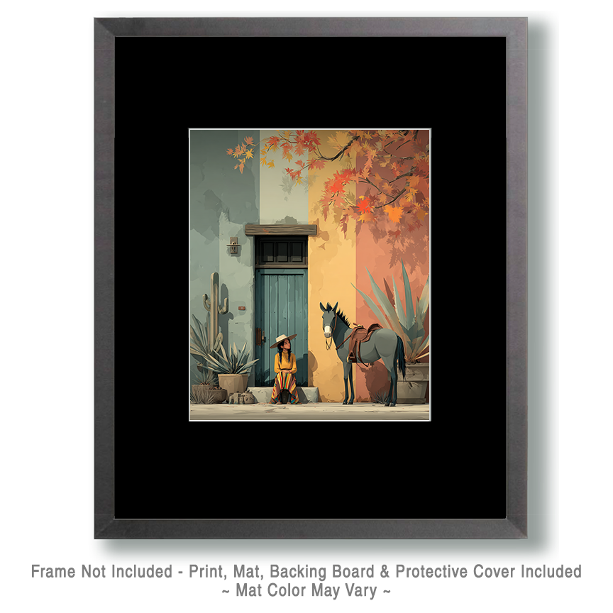 Retail Ready Matted Desert Cowgirl Fanny with Her Donkey Print - Wholesale Western Wall Art for Gift Shops.png - Image 2