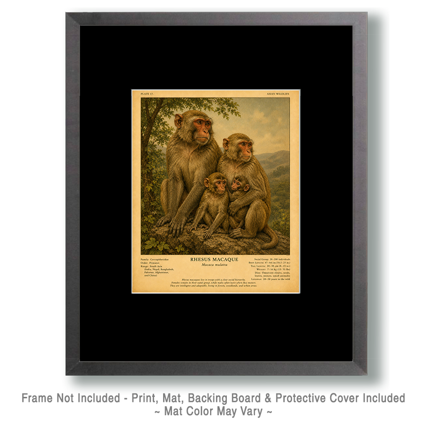 Rhesus Monkey - Vintage Wildlife Art - Antique Nature Illustration - Image 2