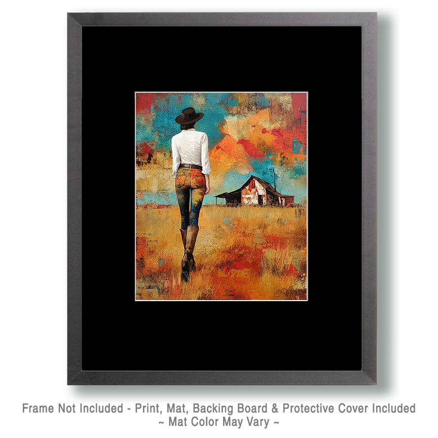 Southwestern Cowgirl Jana Art Print - Wholesale Retail Ready Matted Western Art.png - Image 2
