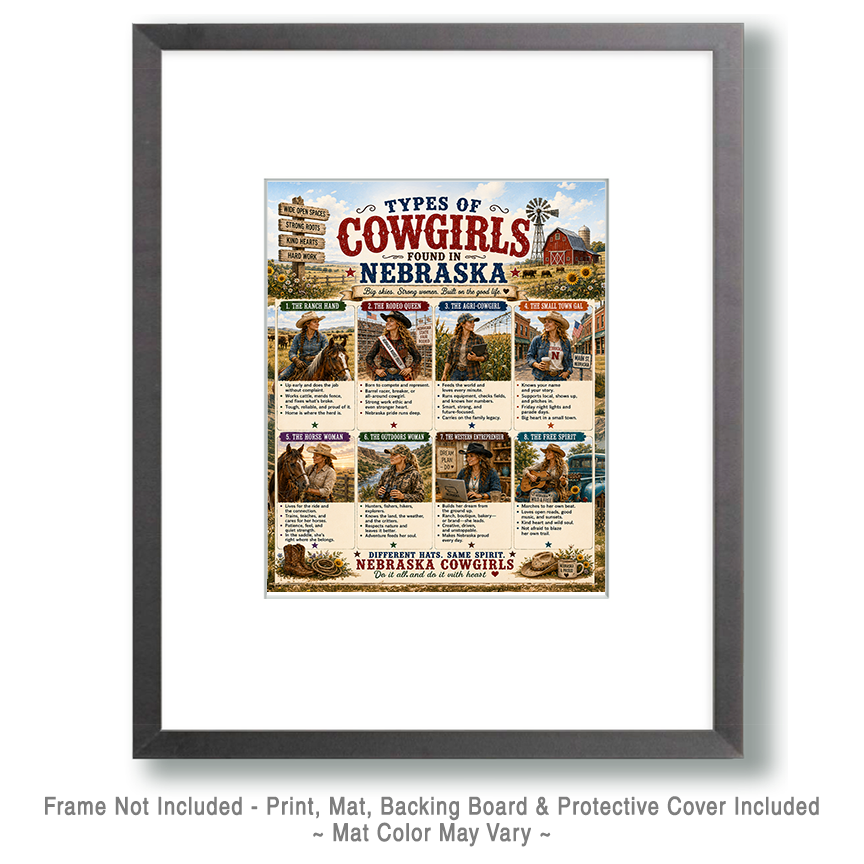 Types of Cowgirls in Nebraska Chart - Souvenir Art Print - Image 2