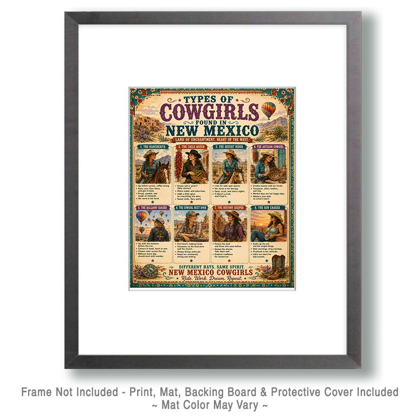 Types of Cowgirls in New Mexico Chart - Souvenir Art Print - Image 2