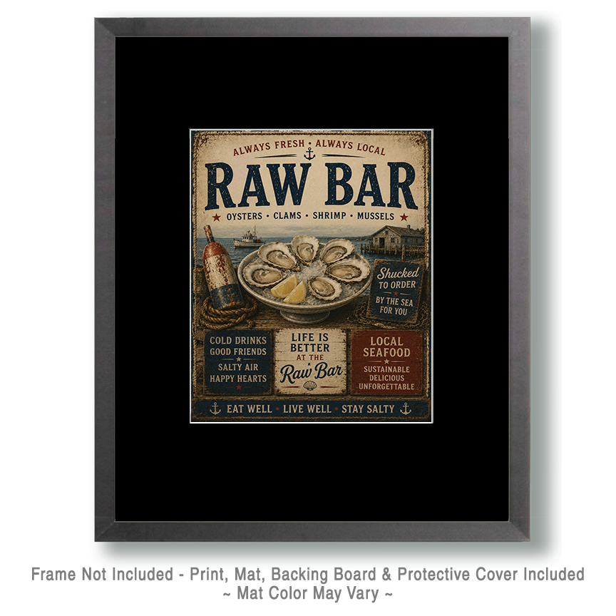 Vintage Style Raw Bar - Coastal Nautical Ad - Image 2