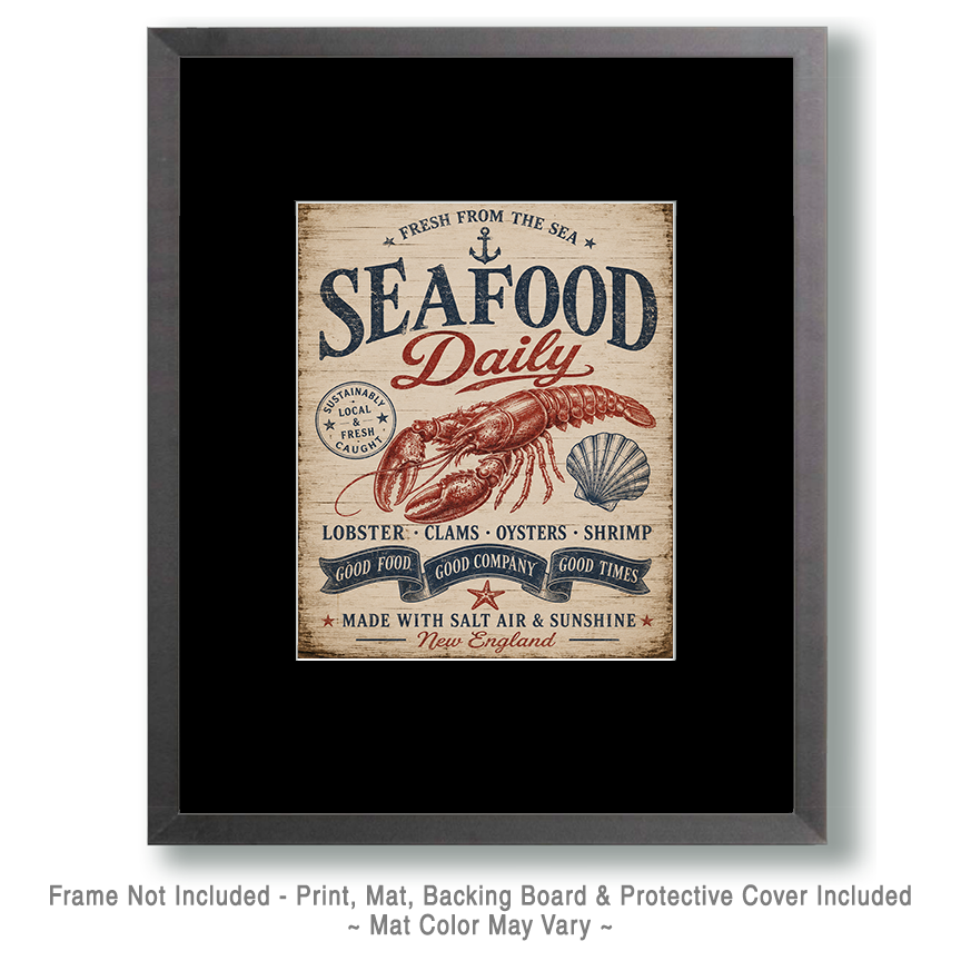 Vintage Style SeafoodCoastal Nautical Sign - Coastal Nautical Ad - Image 2