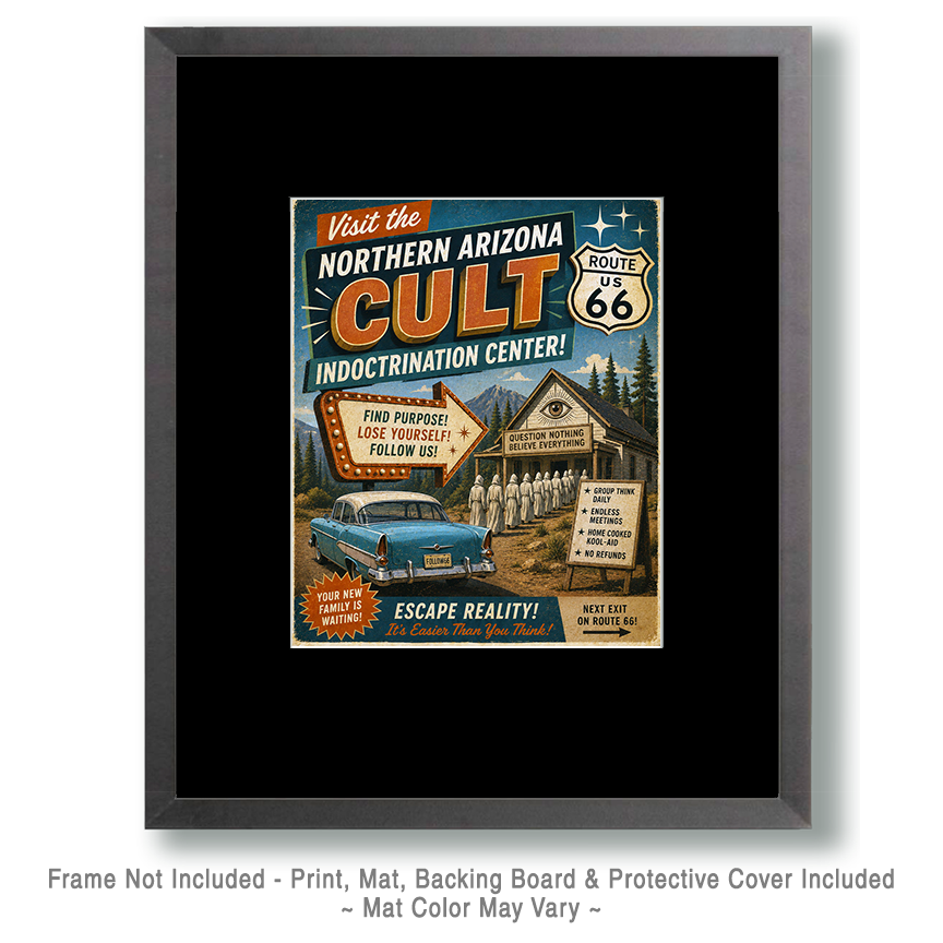 Visit the Northern Arizona Cult Indoctination Center - Route 66 Parody Poster - Image 2