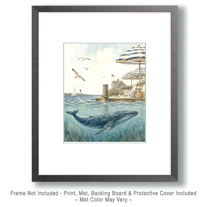 Watercolor Whale Dockside - Coastal Wall Art - Image 2