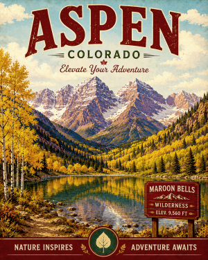 Aspen Aspen Colorado Maroon Bells Mountain Landscape Matted Art Print - Wholesale Luxury Decor