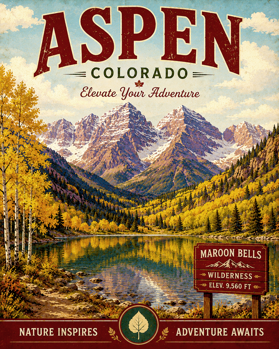 Aspen Aspen Colorado Maroon Bells Mountain Landscape Matted Art Print - Wholesale Luxury Decor