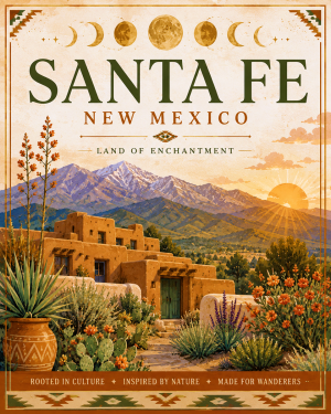 BOHO Santa Fe Matted Art Print - Wholesale New Mexico Home Decor