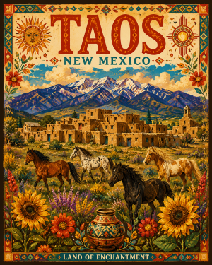 BOHO Taos Art Print in Mat - Wholesale New Mexico Home Decor