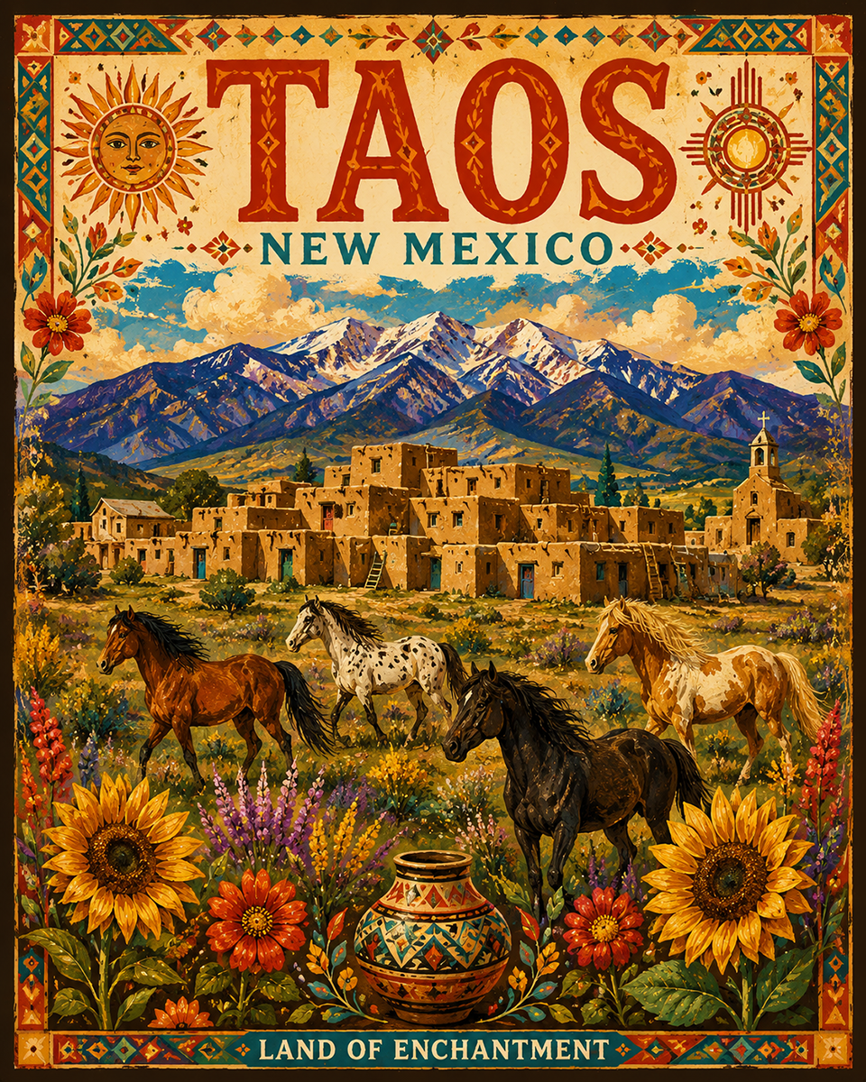 BOHO Taos Art Print in Mat - Wholesale New Mexico Home Decor