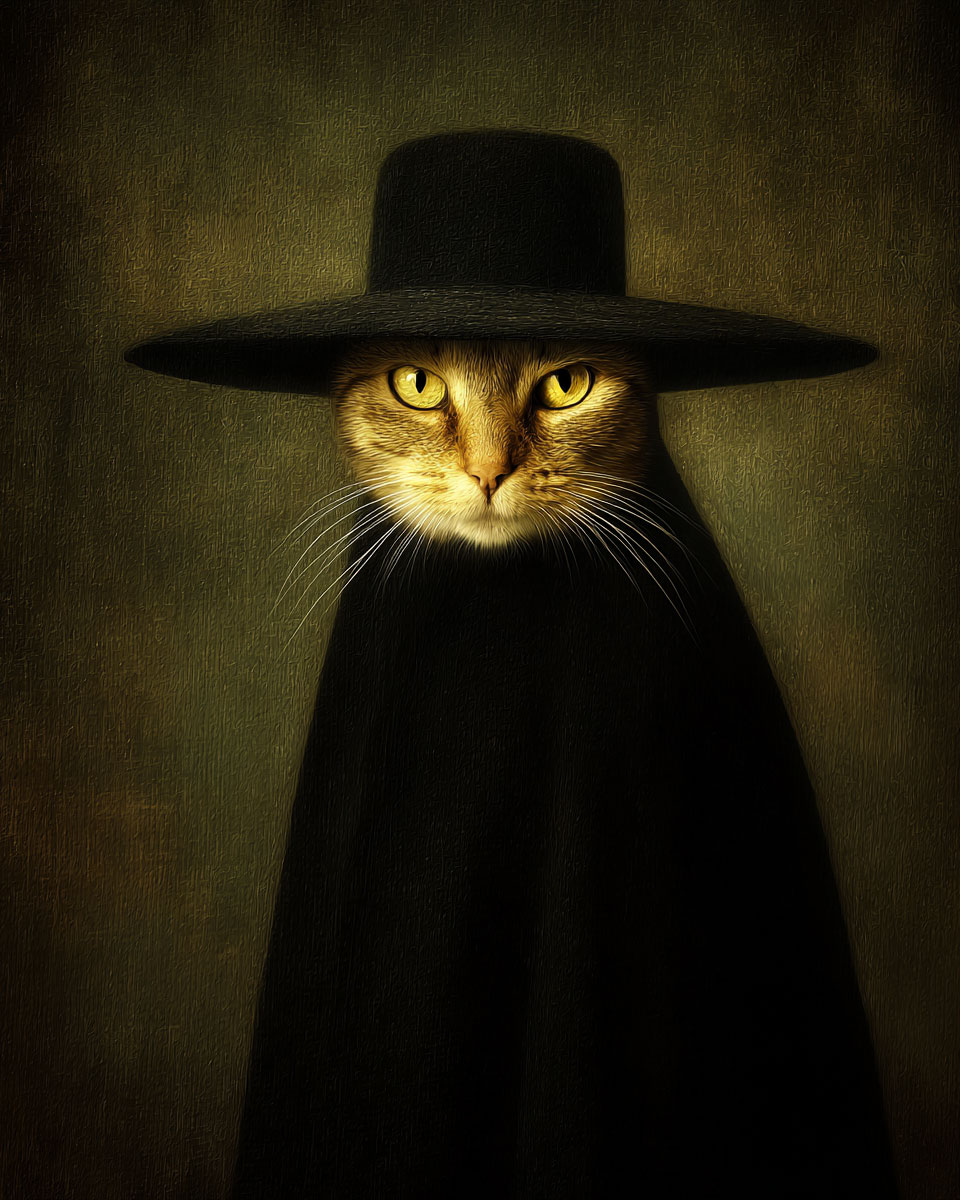 Badass Bernadette the Cowgirl Cat - Matted Art Print for Shabby Chic Desert Wall Art