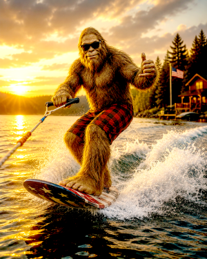 Bigfoot-on-Northern-Lake-Matted-Art-PrintQQWholesale-Fun-Summer-Souvenirs.png