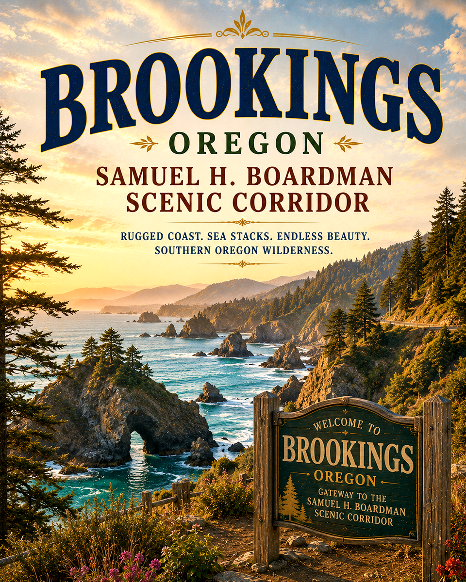 Brookings Oregon Samuel H. Boardman Scenic Corridor Matted Print - Wholesale Southern Coast Wilderness Art