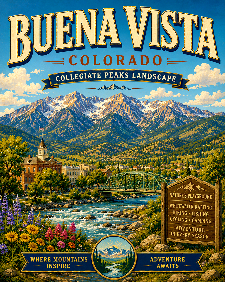 Buena Vista Colorado Collegiate Peaks Landscape Matted Print - Wholesale Adventure Art