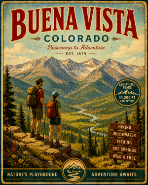 Buena Vista Colorado Hiking Matted Print - Wholesale Adventure Art