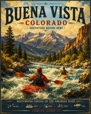 Buena Vista Colorado River Rafting Matted Print - Wholesale Adventure Art